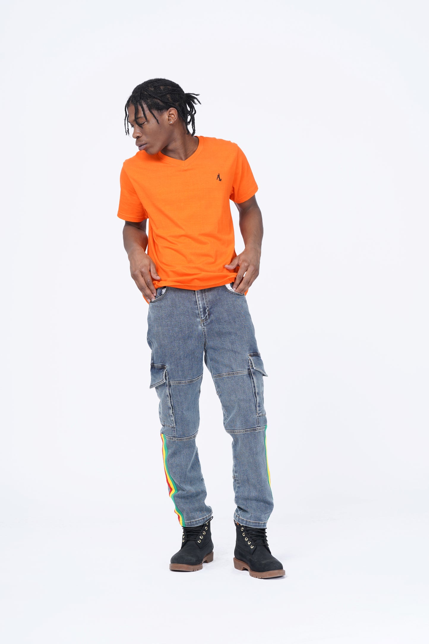 DENIM CARGO WITH SIDE STRIPES