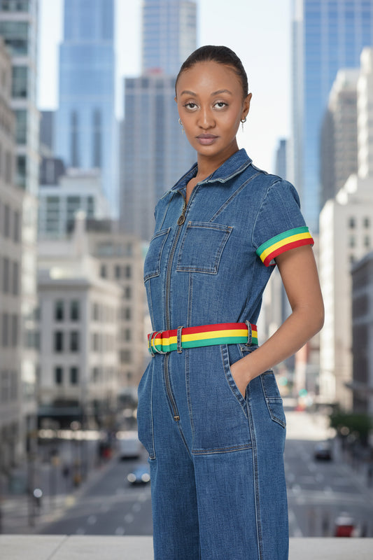 DENIM BELTED JUMPSUIT