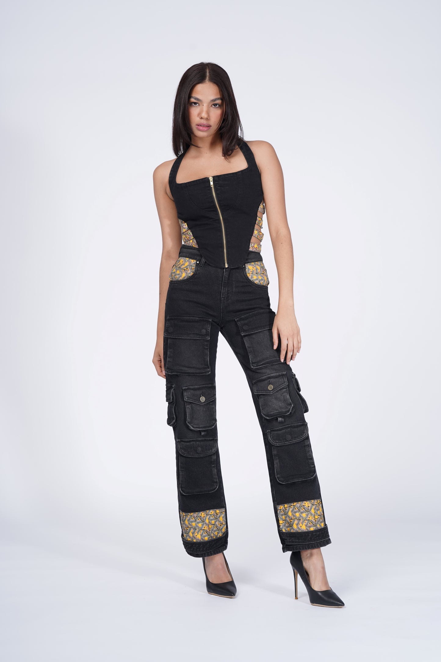 DENIM BUSTIER SET