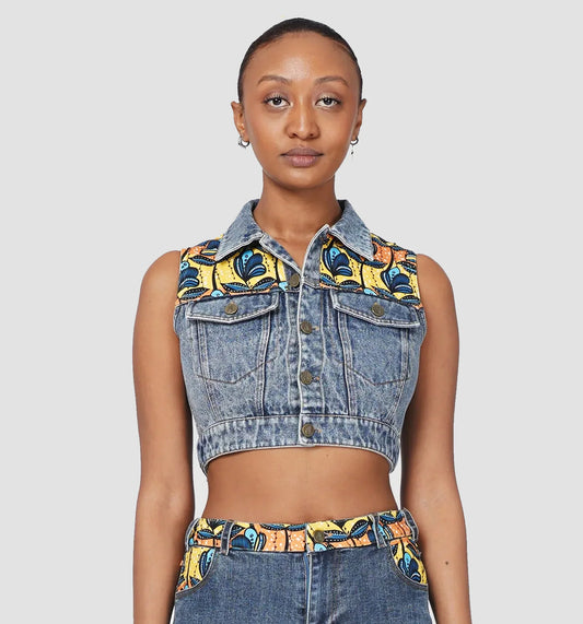DENIM CROPPED VEST