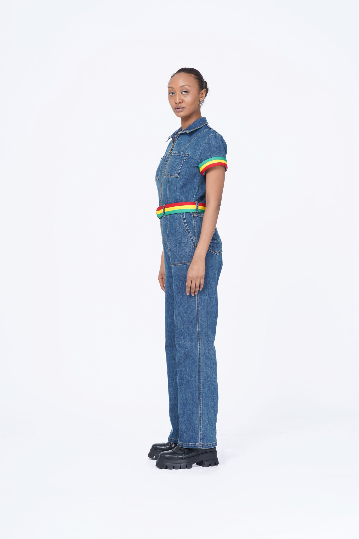 DENIM BELTED JUMPSUIT