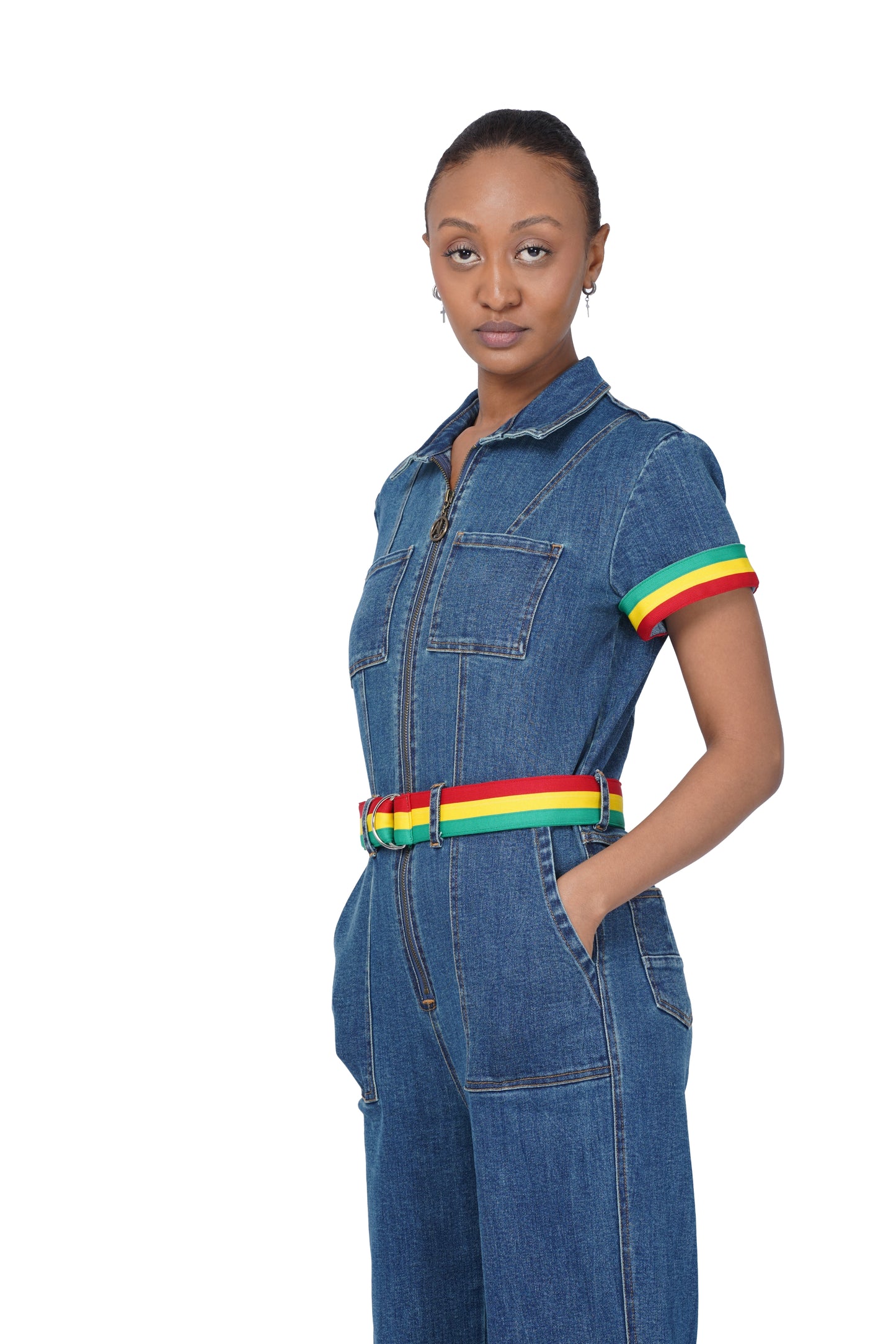 DENIM BELTED JUMPSUIT