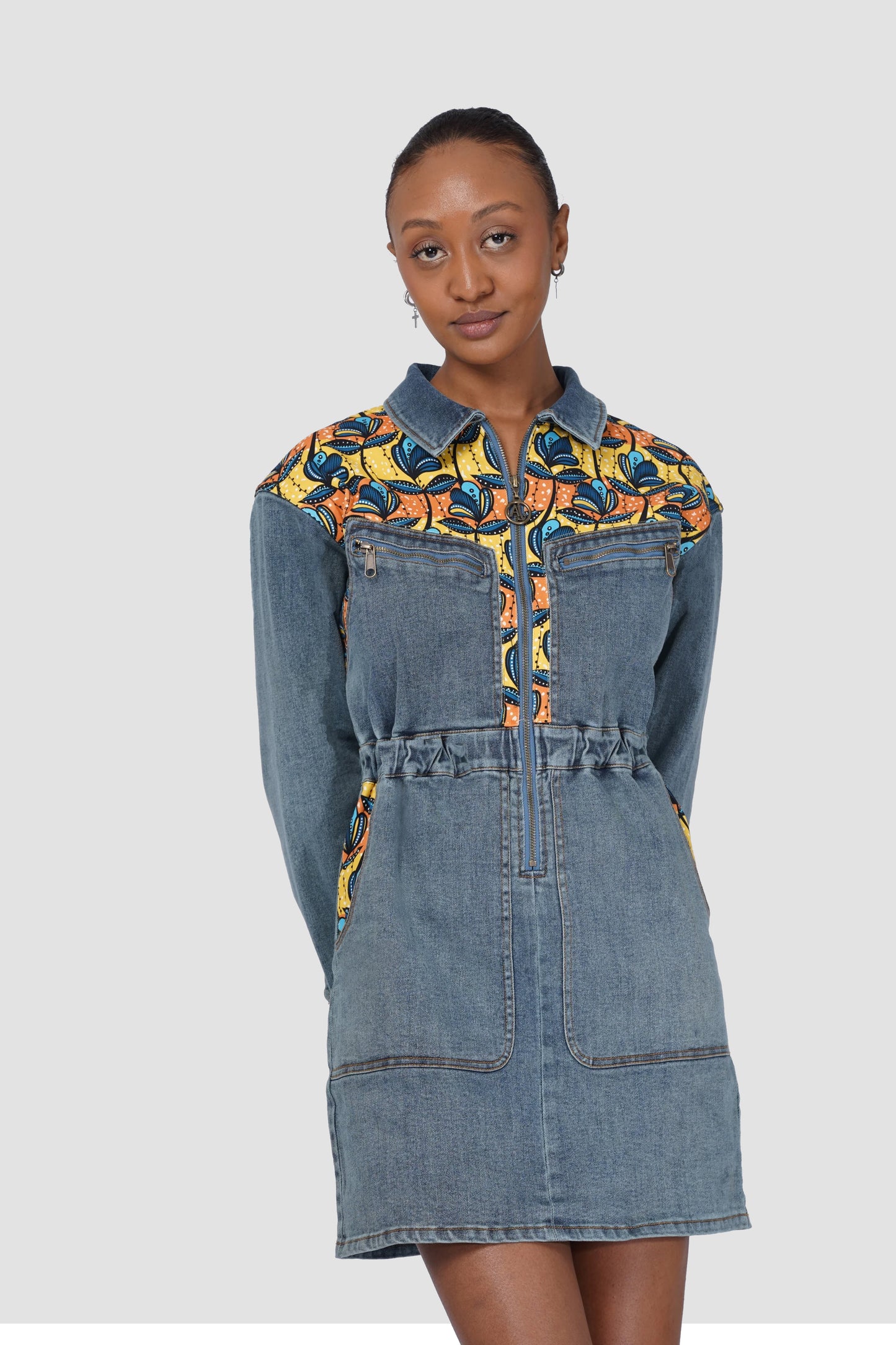 DENIM PRINTED DRESS
