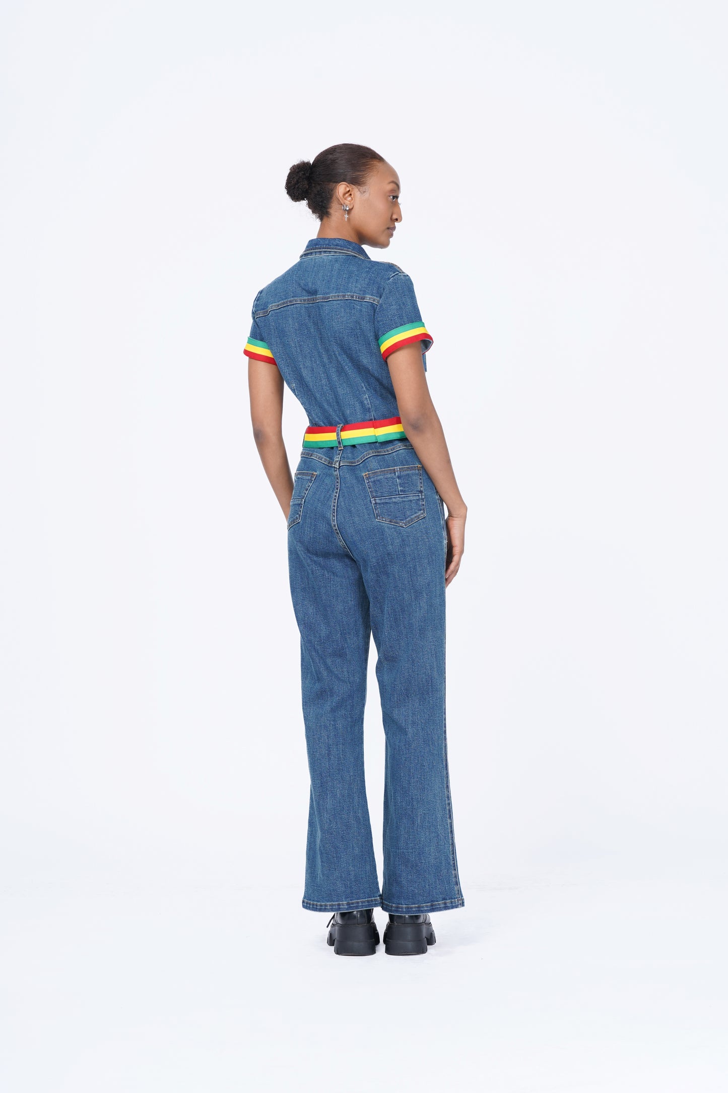 DENIM BELTED JUMPSUIT