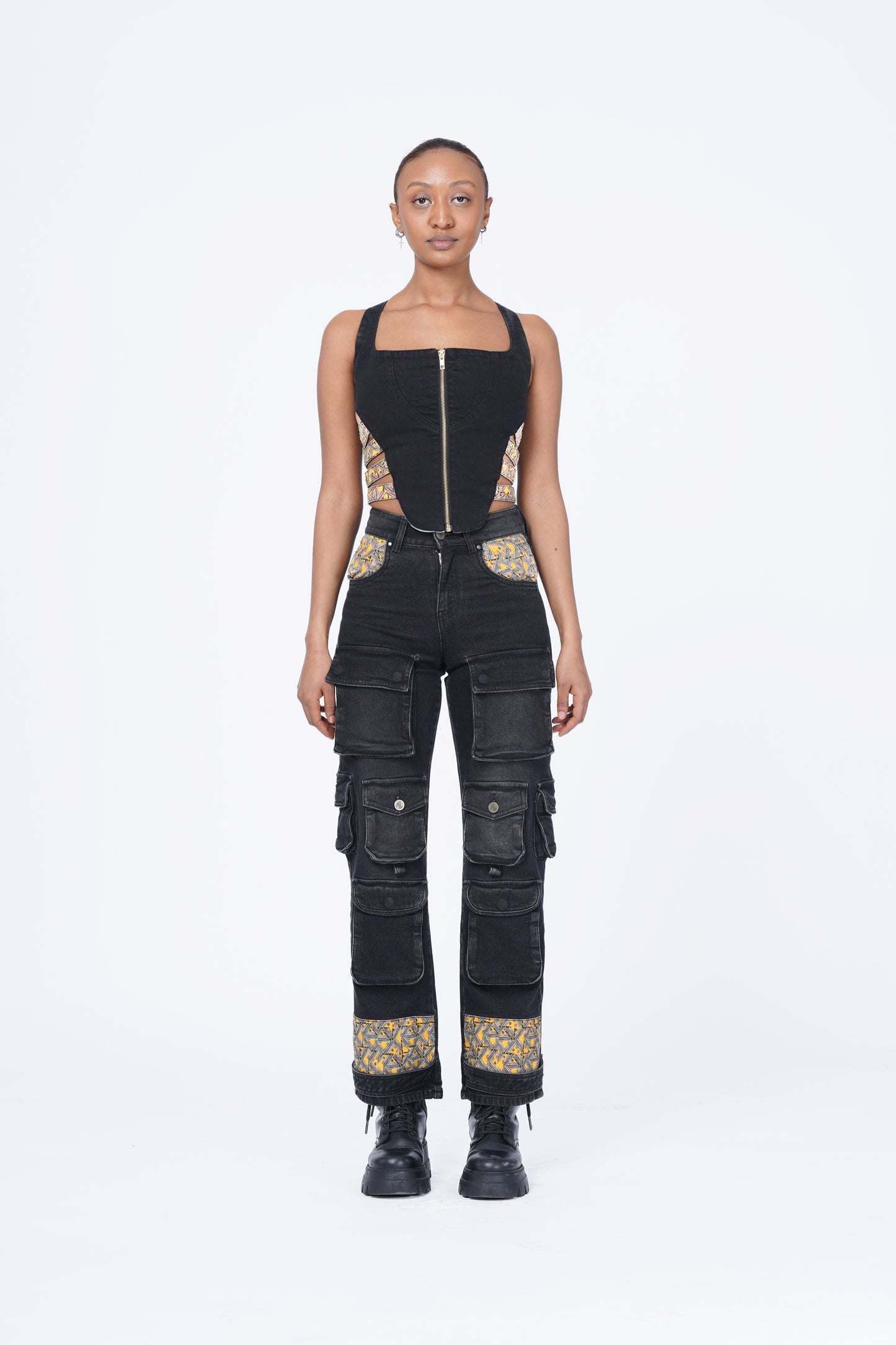 DENIM BUSTIER SET