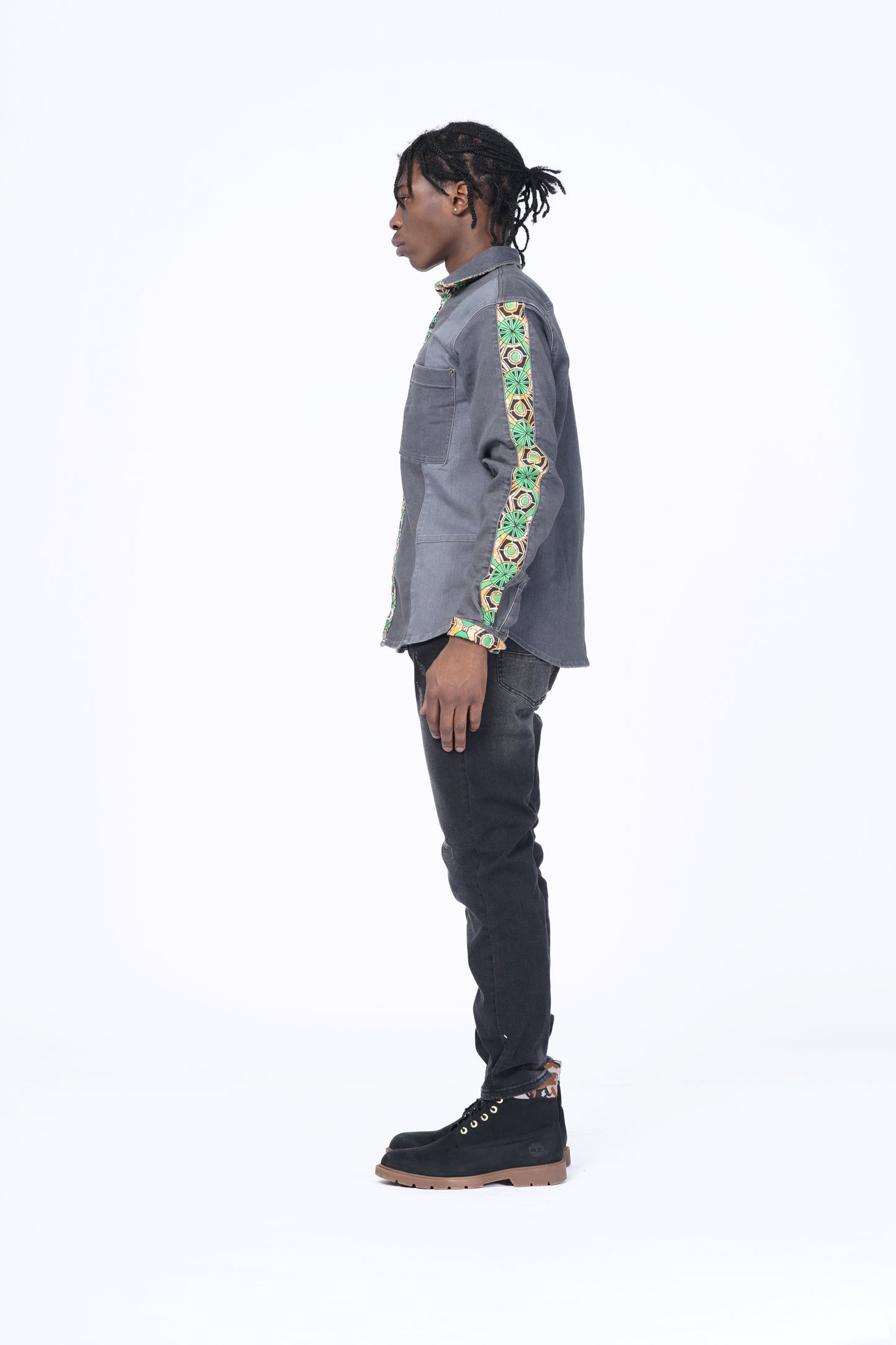 DENIM PANEL SHIRT WITH PRINT