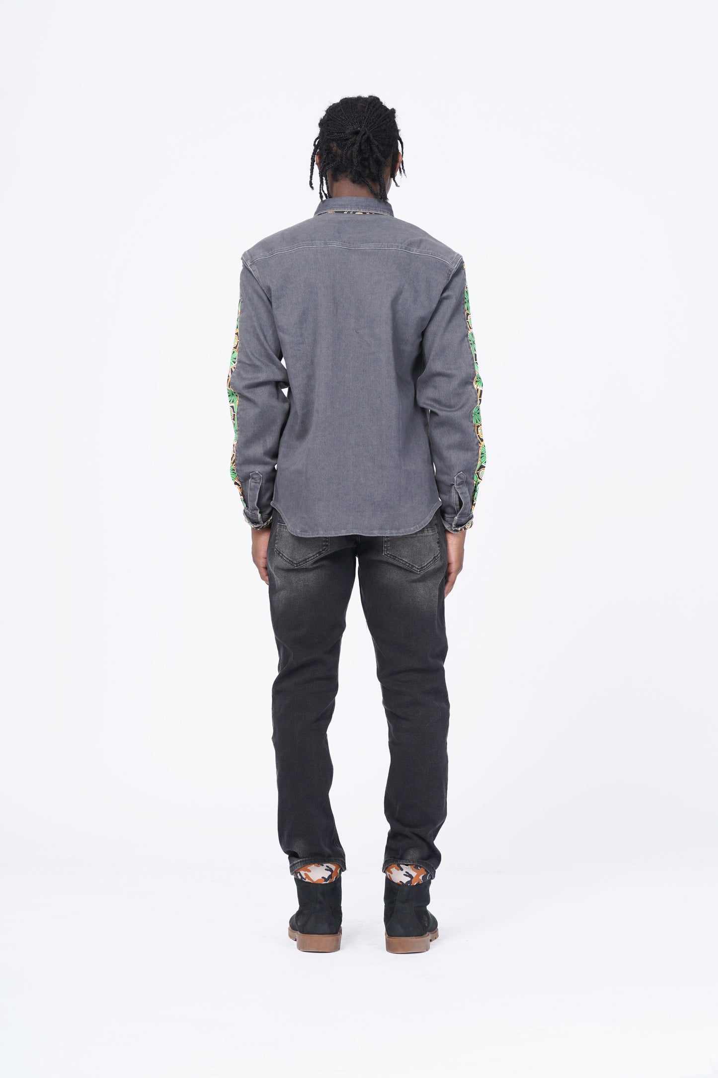 DENIM PANEL SHIRT WITH PRINT