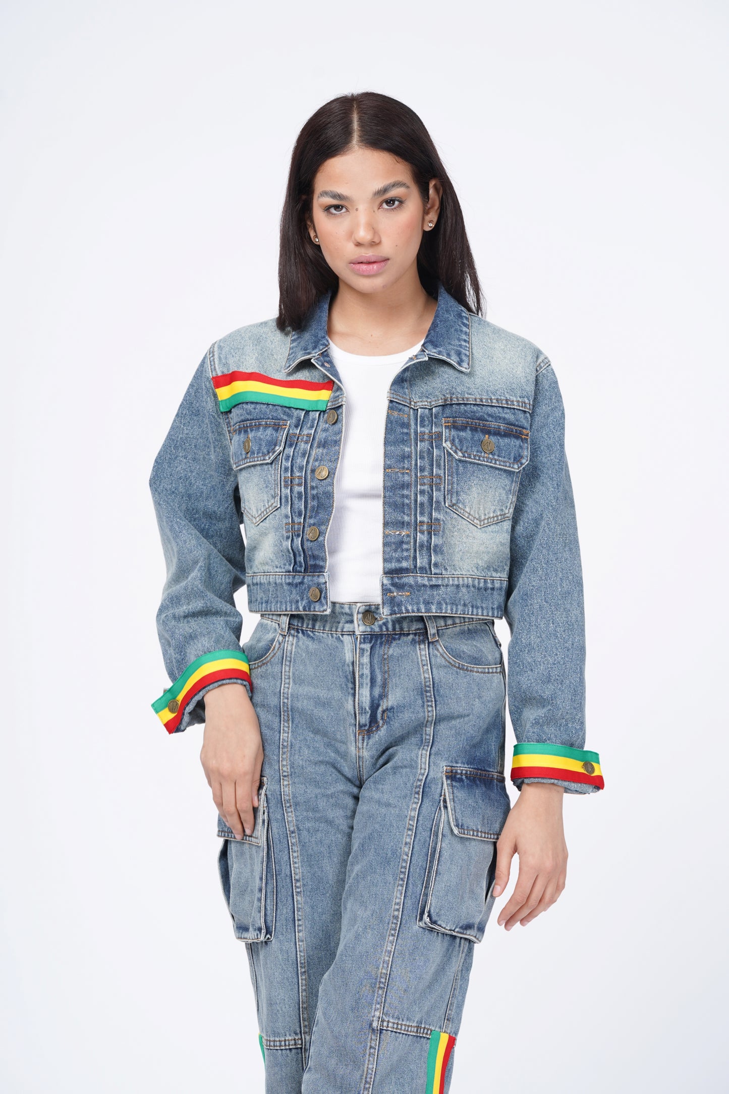 DENIN JOGGERS WITH SIDE STRIPES