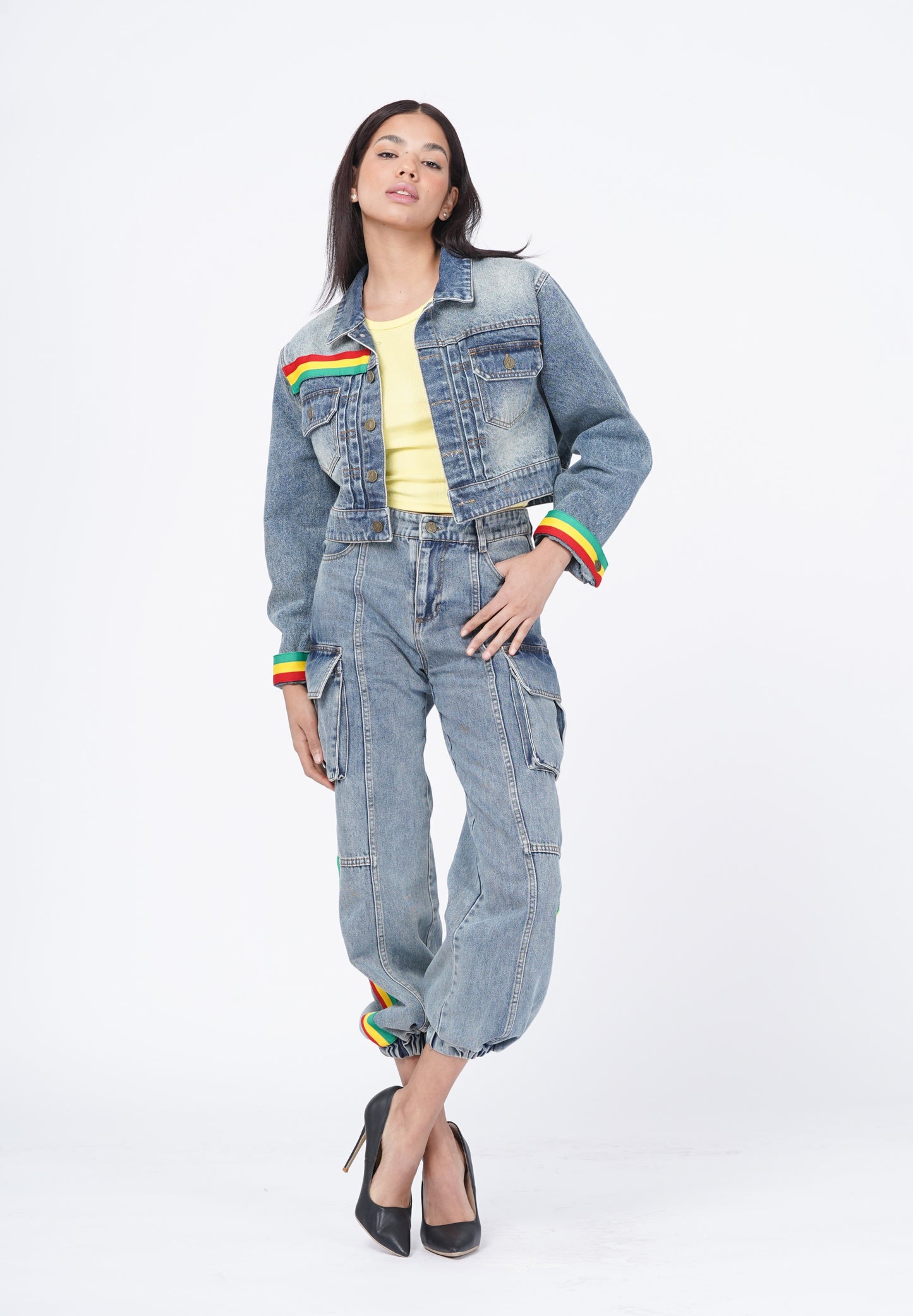 DENIN JOGGERS WITH SIDE STRIPES