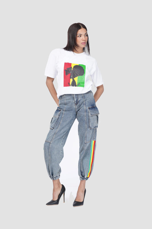 DENIN JOGGERS WITH SIDE STRIPES