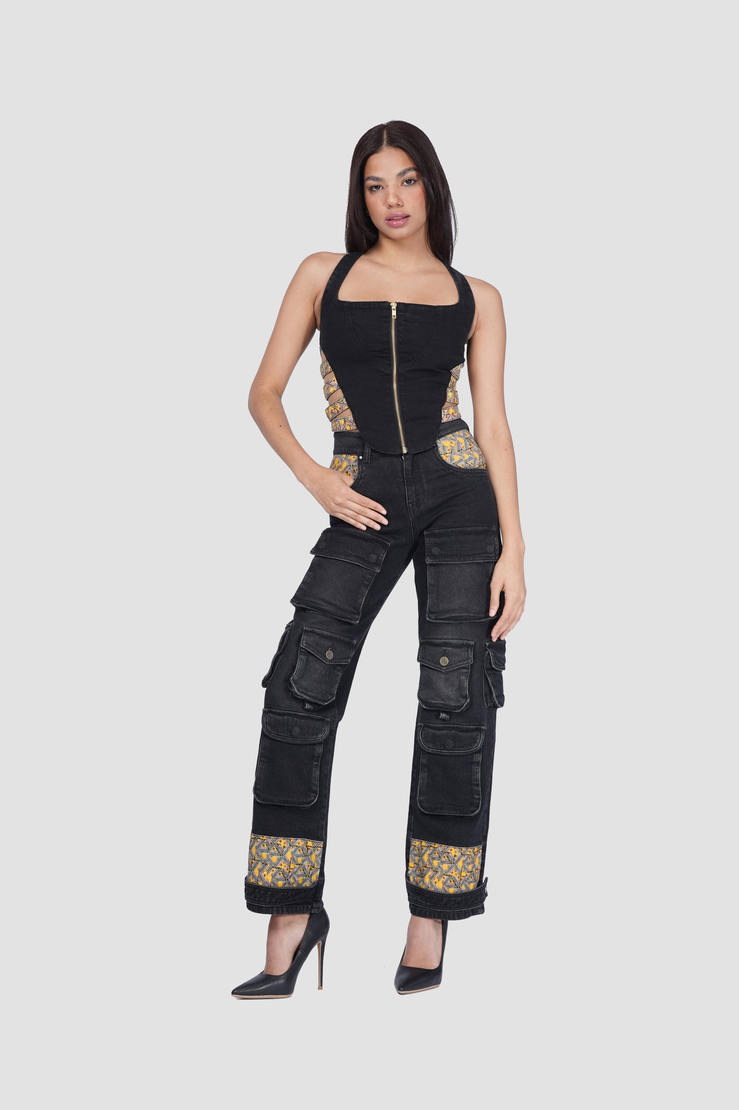 DENIM BUSTIER SET