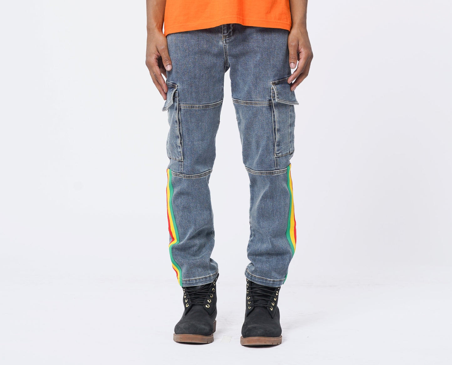 DENIM CARGO WITH SIDE STRIPES