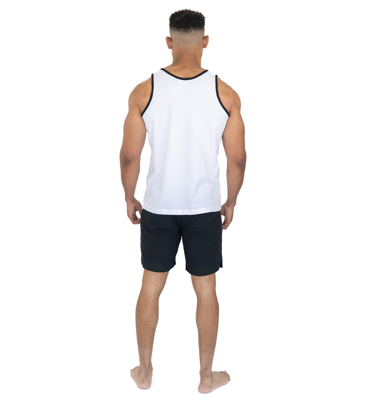 TOP- White Ai Logo Tank Top with Black Trim