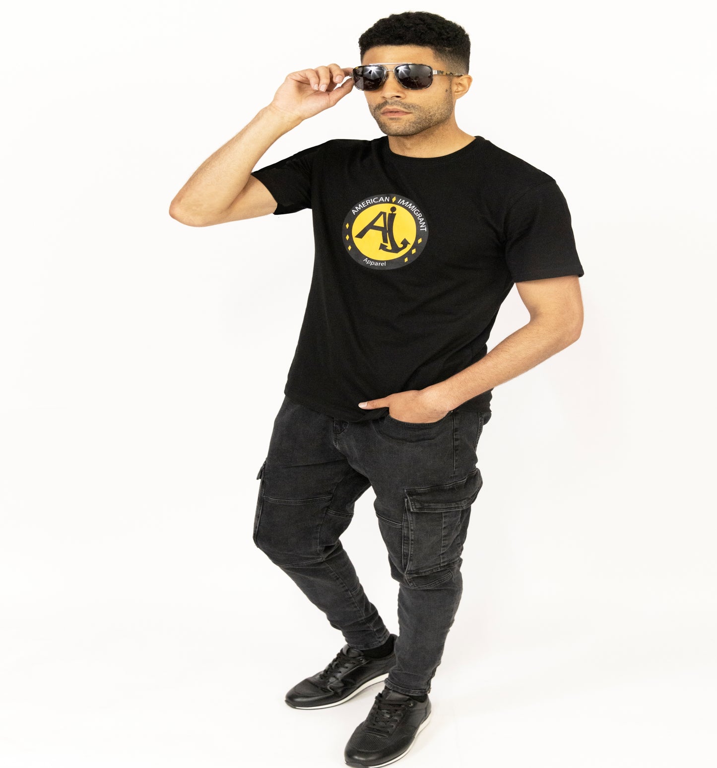 T Shirt - Black with Orange logo